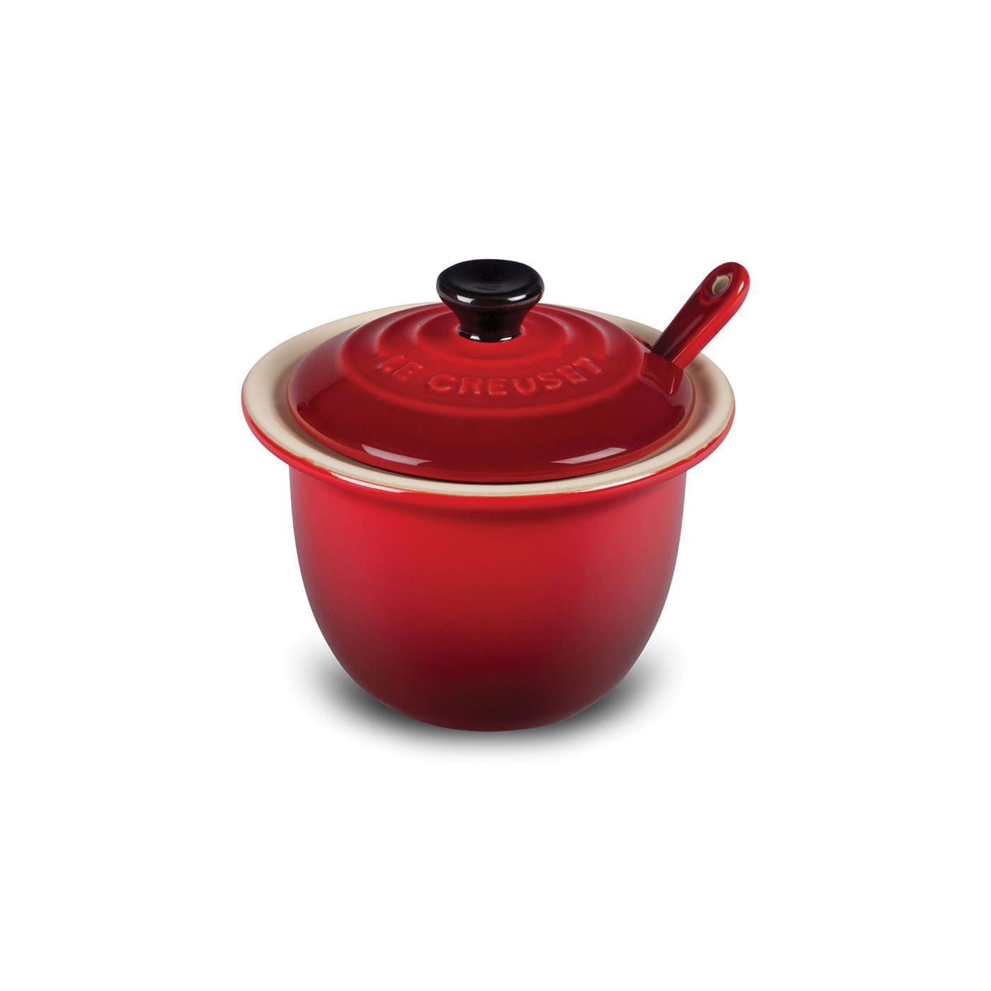 Le Creuset Stoneware Set of 2 Condiment Dish and Spoon Set, Cherry
